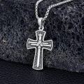 wholesale 925 Sterling Silver Mens Cross Necklace w/ 3 Nail Anchor Skull Pendant-0-2