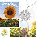 wholesale 925 Sterling Silver Sunflower Pendant Necklace with Orange Cubic Zirconia Stones for Women-0-3