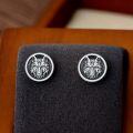 wholesale 925 Sterling Silver Wolf Head Round Stud Earrings - Cute Animal  for Women-0-3