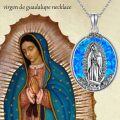 wholesale 925 Sterling Silver Turquoise Virgin of Guadalupe Pendant Necklace Catholic Gifts for Women-0-15