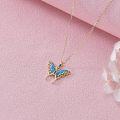 wholesale 14K Gold Blue Opal Butterfly Pendant Necklace - 18 Inches Chain Length-0-5
