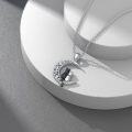 wholesale 925 Sterling Silver Cubic Zirconia Accent Black and White Cats Crescent Moon Pendant Necklace for Women-0-4