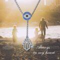 wholesale 925 Sterling Silver Evil Eye Hamsa Hand Lariat Necklace with Blue and White CZ Stones Protection Amulet  for Women-0-5