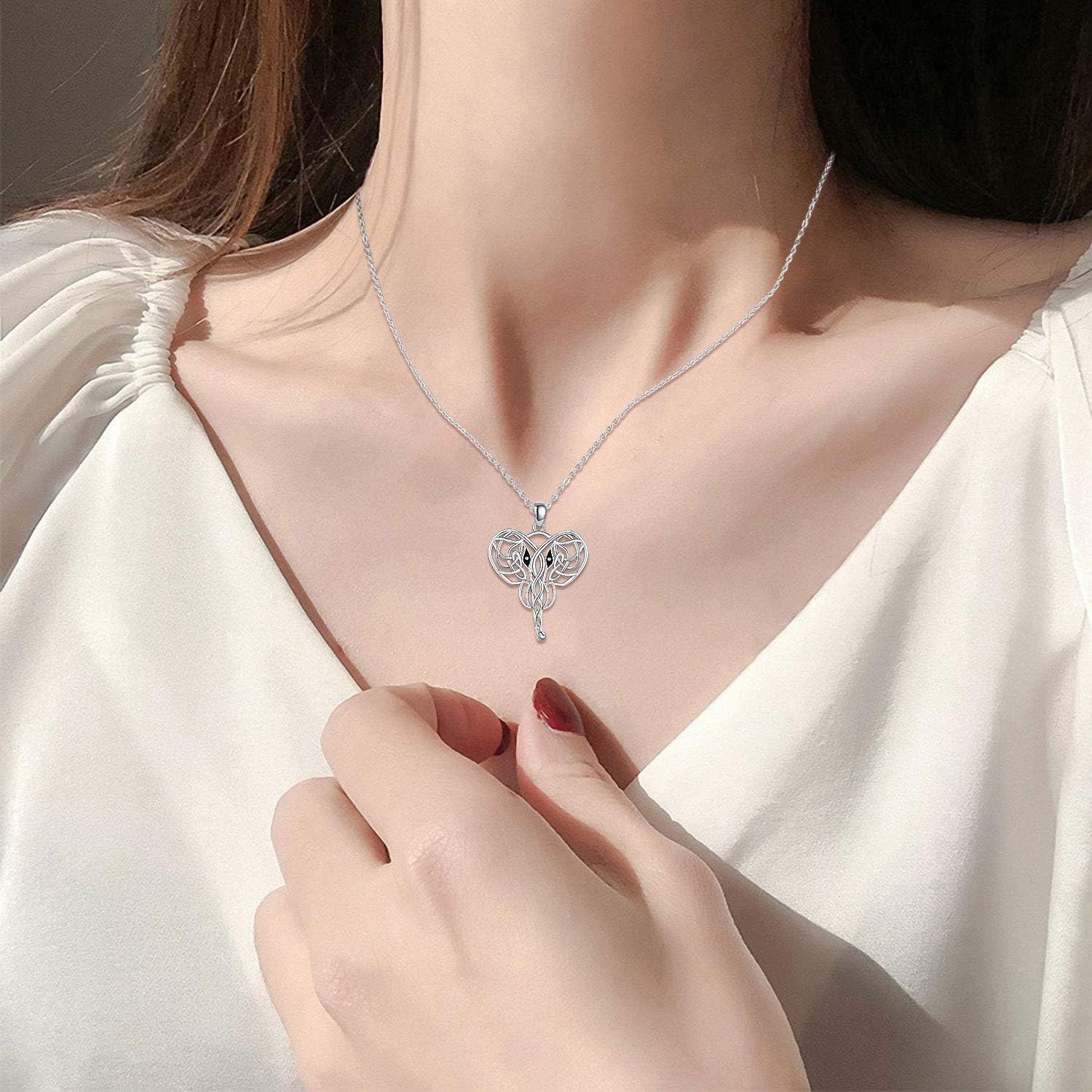  Sterling Silver Elephant Pendant Necklace for Women Lucky Animal Jewelry Gift -0-1