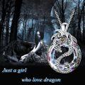 wholesale 925 Sterling Silver Rainbow Crystal Dragon Pendant Necklace s for Women-0-4