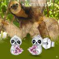 wholesale 925 Sterling Silver Pink Crystal Heart Sloth Stud Earrings for Kids Adults-0-1