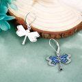wholesale 925 Sterling Silver Blue Green Enamel Dragonfly Drop Earrings for Women-0-3