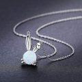 wholesale 925 Sterling Silver Opal Round Cut Bunny Pendant Necklace for Women and Girls-0-1