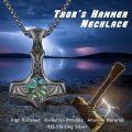wholesale 925 Sterling Silver Blackened Viking Mjolnir Pendant with Abalone Shell and Rune Design Necklace for Men-0-5
