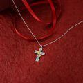 wholesale 925 Sterling Silver Cross Pendant Necklace With Abalone Shell Hummingbird Flower Design-0-13