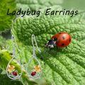 wholesale 925 Sterling Silver Ladybug Flower Drop Earrings for Women Girls  4cm Long-0-3