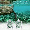 wholesale 925 Sterling Silver Green Agate Sea Turtle Stud Earrings Hypoallergenic Ocean Jewelry-0-5