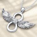wholesale 925 Sterling Silver & Moissanite Infinity Angel Wings Necklace with Lab-Grown Diamonds, 18 Adjustable Chain, Hypoallergenic, Tarnish-Free-0-1