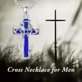 wholesale 925 Sterling Silver Black Enamel Deer Antlers Cross Pendant Necklaces Wholesale with Stainless steel chain for Men -0-22