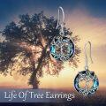 wholesale 925 Sterling Silver Blue Crystal Tree of Life Drop Earrings for Women Girl's Gift Jewelry-0-4