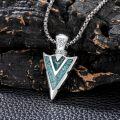 wholesale 925 Sterling Silver with Turquoise and Malachite Arrowhead Pendant Necklace for Men & Women-0-1