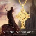 wholesale Gold 925 Sterling Silver Norse Vegvisir Compass Pendant with Valknut and Knotwork Design Chain Necklace for Men & Women -0-4