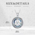 wholesale 925 Sterling Silver Blue Crystal Triquetra Celtic Knot Pendant Necklace for Women-0-4