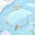 wholesale 14K Gold Dragonfly Charm Bracelet with CZ Stones - Witch's Knot Design for Women-0-4