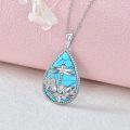 wholesale 925 Sterling Silver Teardrop Turquoise Dragonfly Lotus Flower Pendant Necklace for Women Gifts-0-2