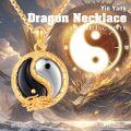wholesale 925 Sterling Silver Black Onyx Ying-Yang Dragon Necklace for Women Men Gifts-0-5