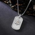 wholesale 925 Sterling Silver Dog Tag with Gold Cross and Star of David Pendant Necklace  for Men & Women-0-2