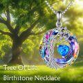wholesale Sterling Silver Crystal Tree of Life Necklace for Women Birthstone Pendant-0-1