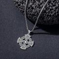 wholesale 925 Sterling Silver Celtic Knotwork Cross Pendant with Genuine Turquoise Stone Necklace for Men & Women-0-2