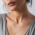 wholesale 925 Sterling Silver Rose Cross Pendant Necklace for Women - Christian Jewelry Religious Gift-0-4