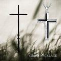 wholesale 925 Sterling Silver Black Enamel Inspirational Cross Pendant Necklaces for Men & Women-0-4