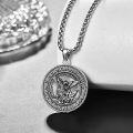 wholesale 925 Sterling Silver Saint Michael Angel Protect Us Medal Mens Pendant Necklace -0-1