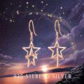 wholesale S925 Sterling Silver Rose Gold Plated Double Star Drop Hook Earrings, Hypoallergenic Jewelry Gift for Women-0-5