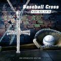 wholesale 925 Sterling Silver &  Mens Baseball Bat Cross Pendant Necklace 24 Chain-0-5