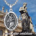 wholesale 925 Sterling Silver Saint Peter Pendant Prayer for Us Charm Chain Necklace  45cm Length -0-4