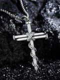 TOUPOP Stainless Steel 3 Nail Cross Pendant Wrap Rope Necklace-0-2