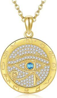 wholesale 925 Sterling Silver Blue Crystal Eye Of Horus Cat Nefertiti Ankh Pendant Necklace-Eye of Horus