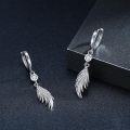 wholesale 925 Sterling Silver Angel Wing Feather Cross Dangle Drop Earrings for Women Men 3cm Long Hypoallergenic Minimalist Fine-0-1