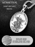 wholesale 925 Sterling Silver St Michael Archangel Pendant Protection Amulet Necklace w/ 3+2 Extender Chain -0-3