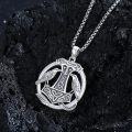 wholesale 925 Sterling Silver Norse Mythology Thor's Hammer with Ravens and Runes Pendant Necklace for Men Women Viking s-0-1