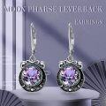wholesale Sterling Silver Amethyst Ruby Sapphire Emerald Moonstone Moon Phase Leverback Earrings-0-21