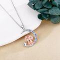wholesale 925 Sterling Silver Dachshund Heart Moon Pendant Necklace for Women Animal Lovers Gifts-0-2