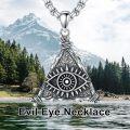wholesale 925 Sterling Silver Triangle Evil Eye Pendant Necklace  for Men & Women-0-4