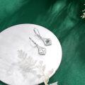 wholesale 925 Sterling Silver Green Moss Agate Triangular Filigree Dangle Leverback Earrings Bohemian Style Jewellery Gift for Women-0-3