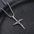wholesale 925 Sterling Silver Crucifix Cross Jesus Christ Pendant Necklace for Men Women Catholic  48cm Chain Length-0-1