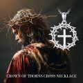 wholesale 925 Sterling Silver Crown Of Thorns Cross Nail Pendant Necklace  for Women Girls 45cm Chain Length-0-1