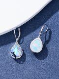 wholesale 925 Sterling Silver Blue Moonstone Cat Filigree Teardrop Dangle Leverback Earrings-0-2