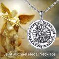 wholesale 925 Sterling Silver Archangel Michael Pendant Necklace  Religious Protection Jewelry for Men Women 47cm Chain Length-0-5