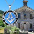 wholesale 925 Sterling Silver Blue Fire Opal Abalone Shell Masonic Pendant Necklace with Freemasonry Compass Symbol Gifts for Men & Women - 30 Chain + Extender-0-3