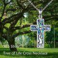 wholesale 925 Sterling Silver Tree of Life Abalone Shell Inlay Celtic Knot Cross Pendant Necklace for Women Girls  16+2 Chain Length-0-4