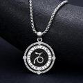 wholesale 925 Sterling Silver Black Sandstone Zodiac Sign Pendant Necklace for Women Girls Astrology s (Capricorn)-0-3